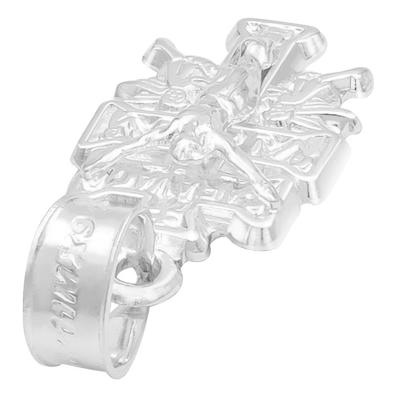 Dije Cruz Caravaca Troquelada Cristo Angeles Plata 925 2 Cm Plateado
