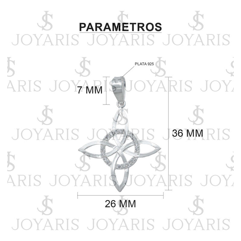 Collar Nudo De Bruja Celta Plano Zirconias Plata Ley S925
