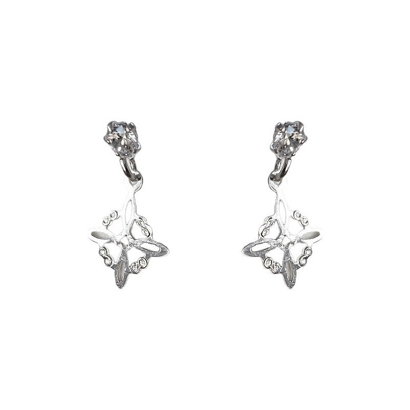Aretes Broquel Pendiente Nudo De Bruja Zirconia Plata Ley925