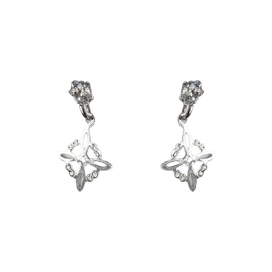 Aretes Broquel Pendiente Nudo De Bruja Zirconia Plata Ley925