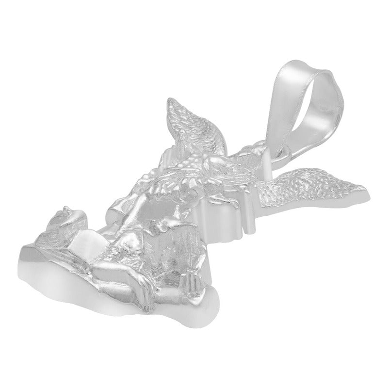 Dije San Miguel Arcangel Liso Regalo Plata 925 2.8 Cm Plateado