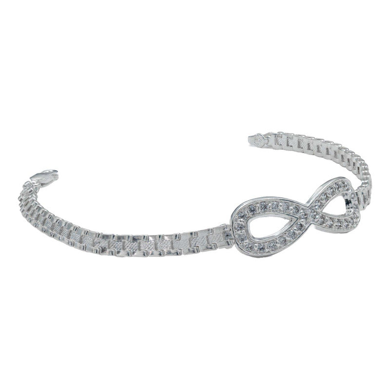Pulsera Infinito Rolo Zirconias Amor Regalo Plata 925