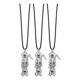 3 Piezas Collar Dije Santa Muerte Calavera Piedra Caucho