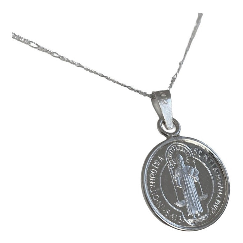 Dije Medalla San Benito Mediana Plata Pura Ley 999