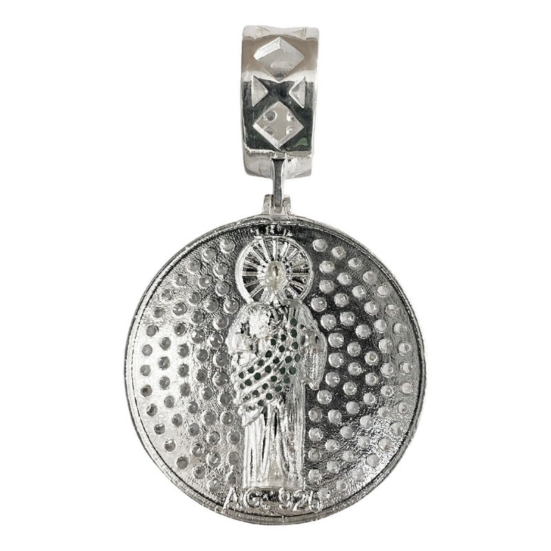 Medalla Premium San Judas Zirconias Plata Fina Ley 925