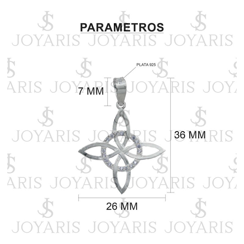 Collar Nudo De Bruja Celta Plano Zirconias Plata Ley S925