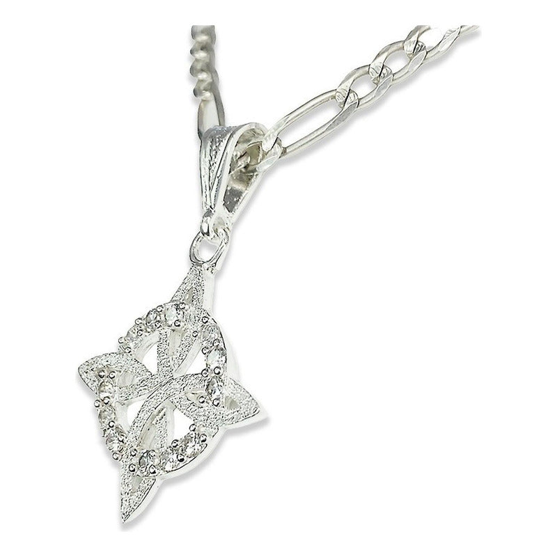 Dije Nudo De Bruja Con Zirconias Grande En Plata Solida 925
