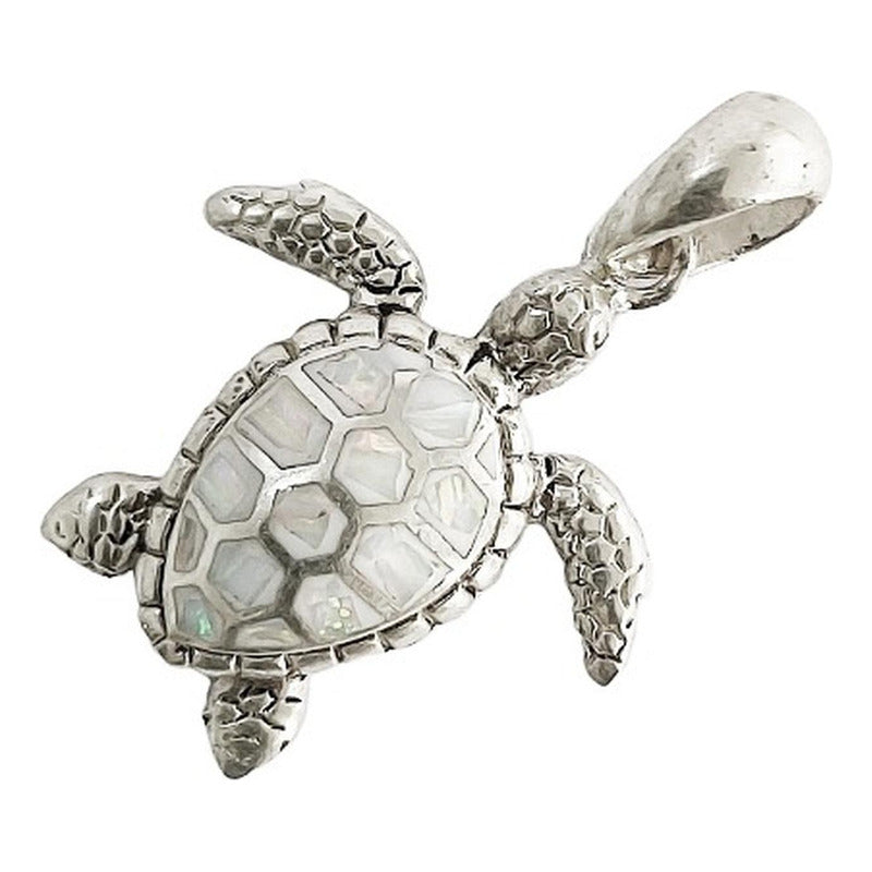 Dije Tortuga Con Piedra Natural Tallada De Plata Solida 925
