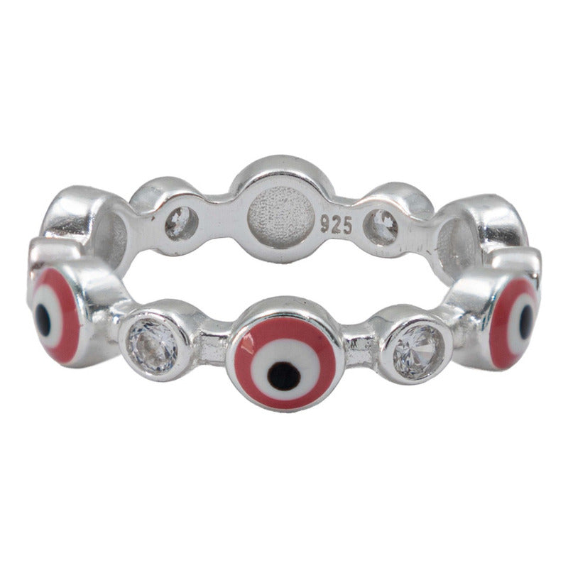 Anillo Ojo Turco Churumbela Completa Zirconias Plata 925