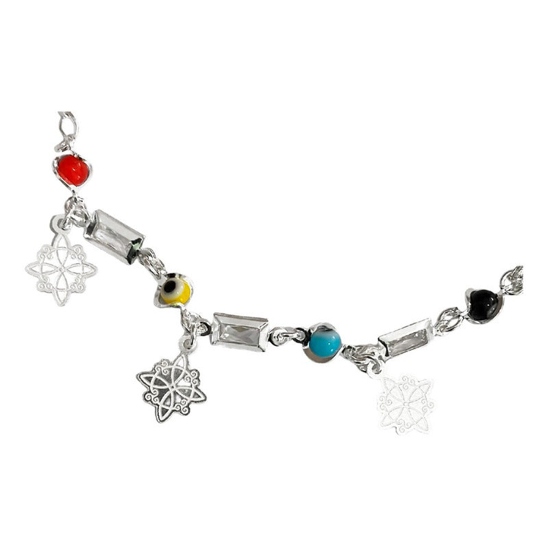 Pulsera Ajustable Nudo De Bruja Laser Zirconias Plata 925