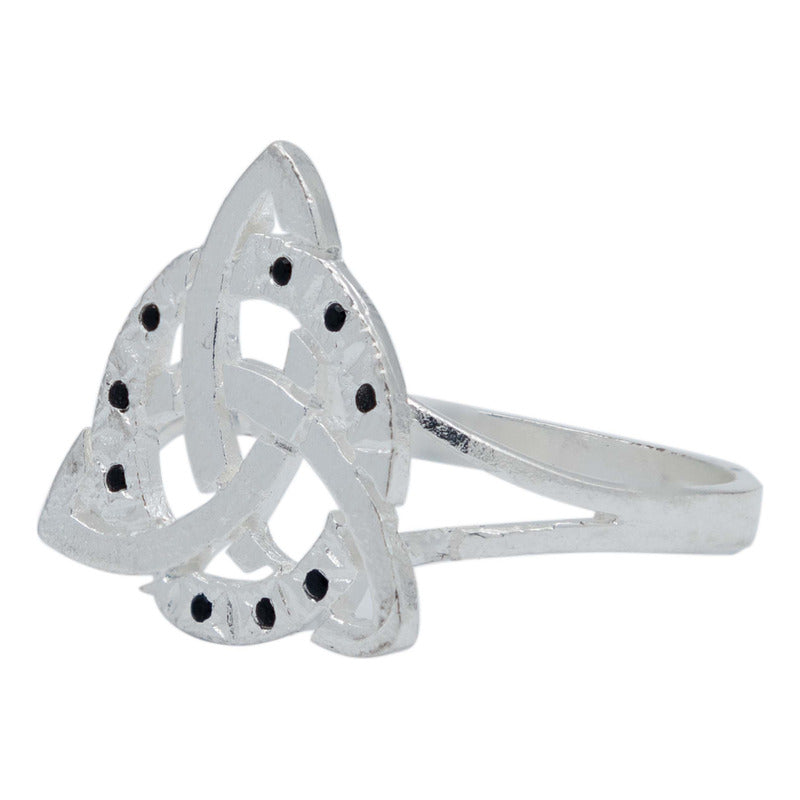 Anillo Diamntado Triqueta Celta Zirconias Plata Ley 925