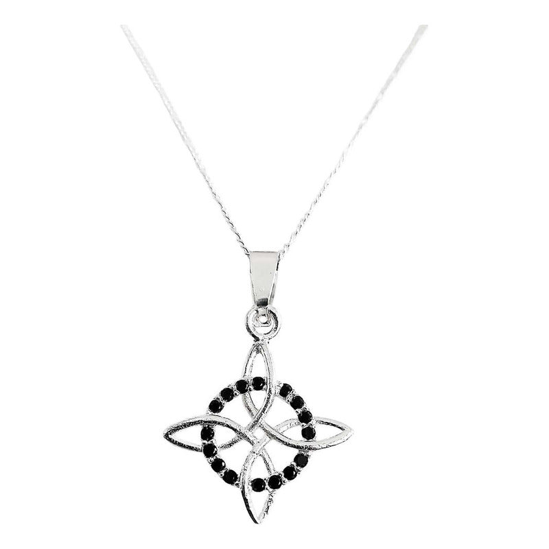Dije Nudo Bruja Plata Solida 925 + Cadena 45 Cm Plata S925