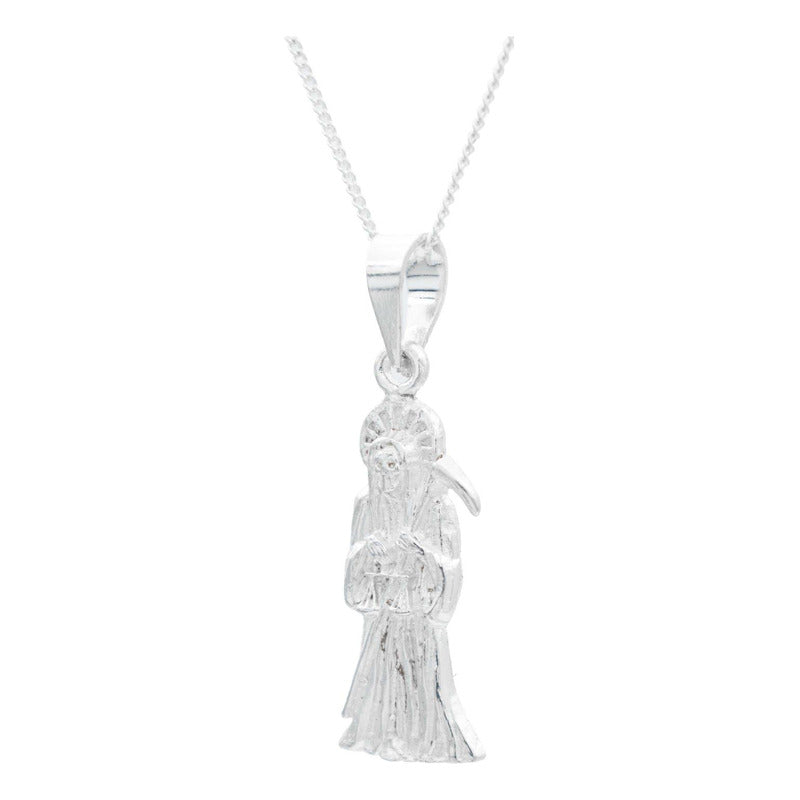 Collar Santa Muerte Chica Troquelada Detallada Plata S925 Plateado