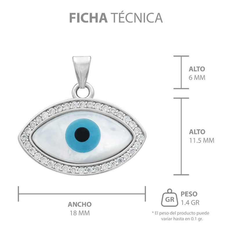 Dije Ojo Turco Realista Zirconias Amuleto Suerte Plata 925
