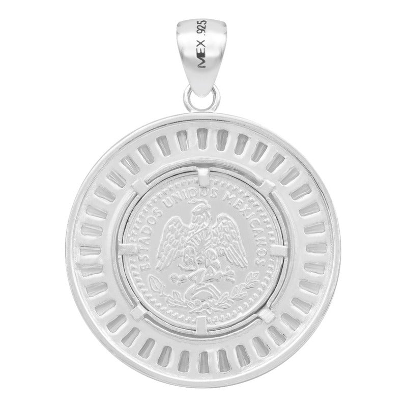 Dije Medalla Angel Centenario Bisel Zirconias Plata 925 Blanco