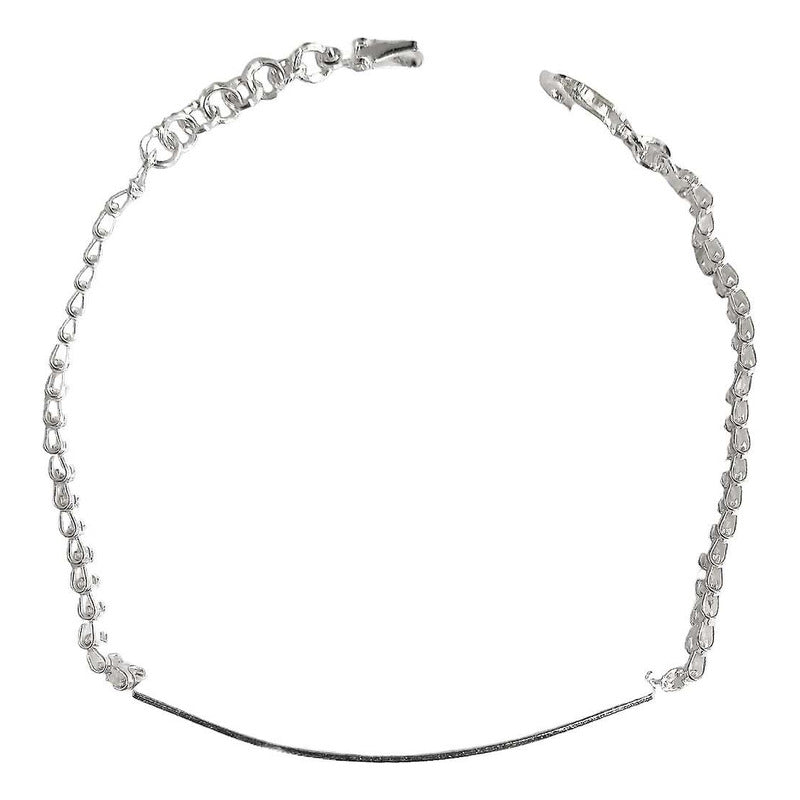 Pulsera Esclava Ajustable Rolo Placa Unisex Plata 925 4 Mm