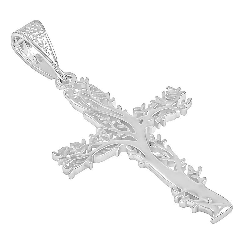 Dije Cruz Con Árbol De La Vida Calado En Plata 925 (5.2 Cm) Plateado