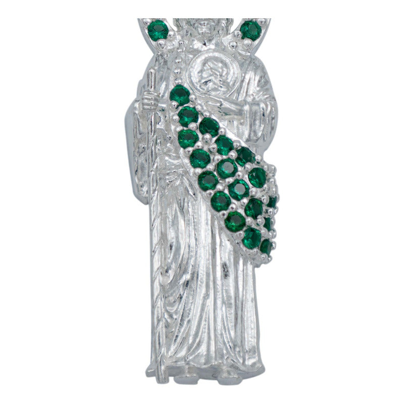 Dijes San Judas Tadeo Zirconias Hombre Plata 925 Con Cadena