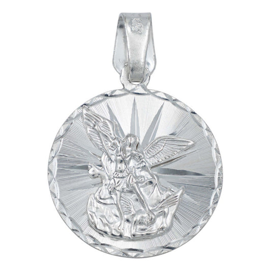 Dije Medalla San Miguel Diamantada Hombre Mujer Plata 925 Plateado