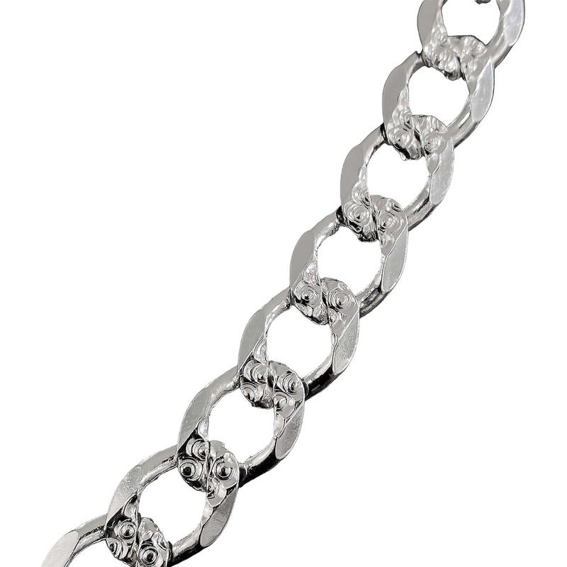 Cadena Barbada Diamantada Cubana Hombre Plata925 60cm X 1cm