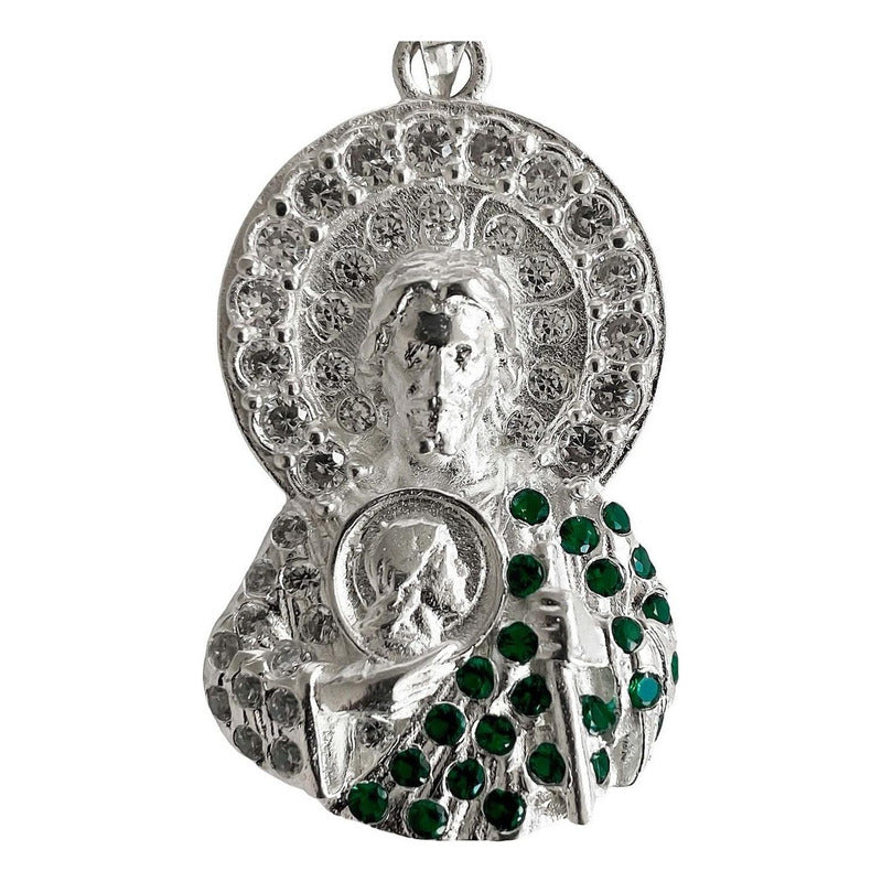 Medio Dije San Judas Tadeo Mediano Zirconias Plata 925 - 52014