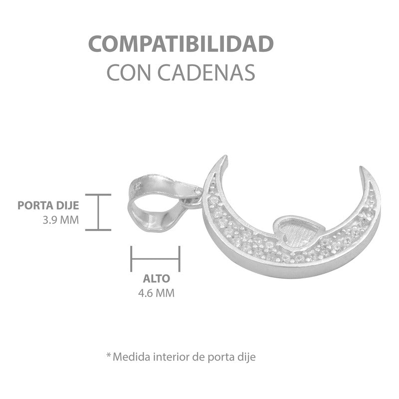 Dije Luna Corazón Zirconias Amor Regalo Mujer Plata 925