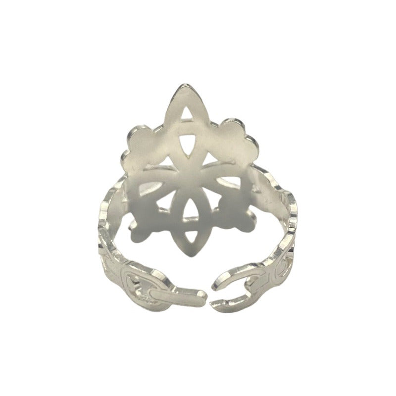 Anillo Ajustable Nudo De Bruja A Laser Plata Solida 925