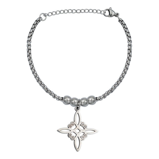 Pulsera Nudo Bruja Celta Acero Inoxidable Amuleto Protección Plateado 6 Cm 18 Cm