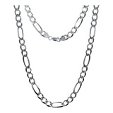 Cadena Figaro 3x1 Diamantada Hombre Plata 925 8 Mm X 60 Cm