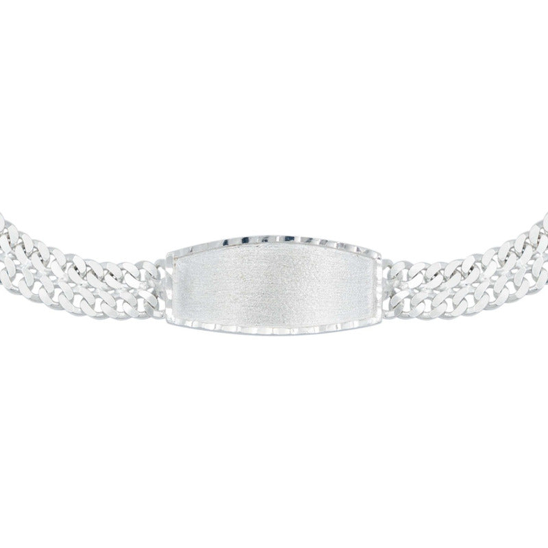 Esclava Niño Doble Cubana Diamantada Caja Plata 925 8 Mm