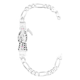Pulsera Santa Muerte Zirconias Figaro 3x1 Plata 925 6 Mm Negro 6 Cm 21 Cm