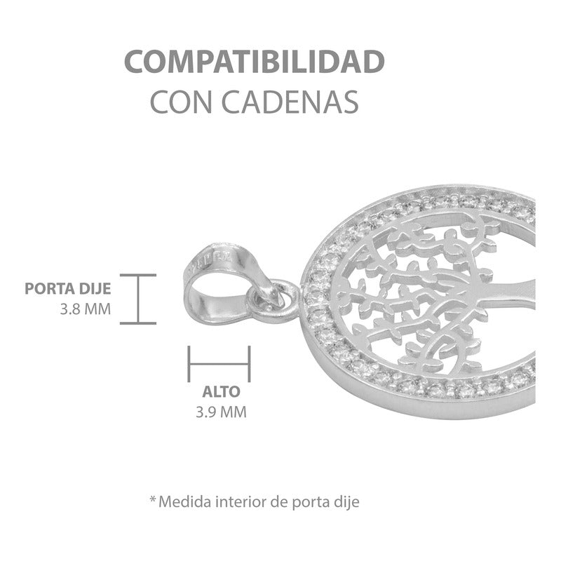 Dije Medalla Árbol De Vida Zirconias Mujer Regalo Plata 925