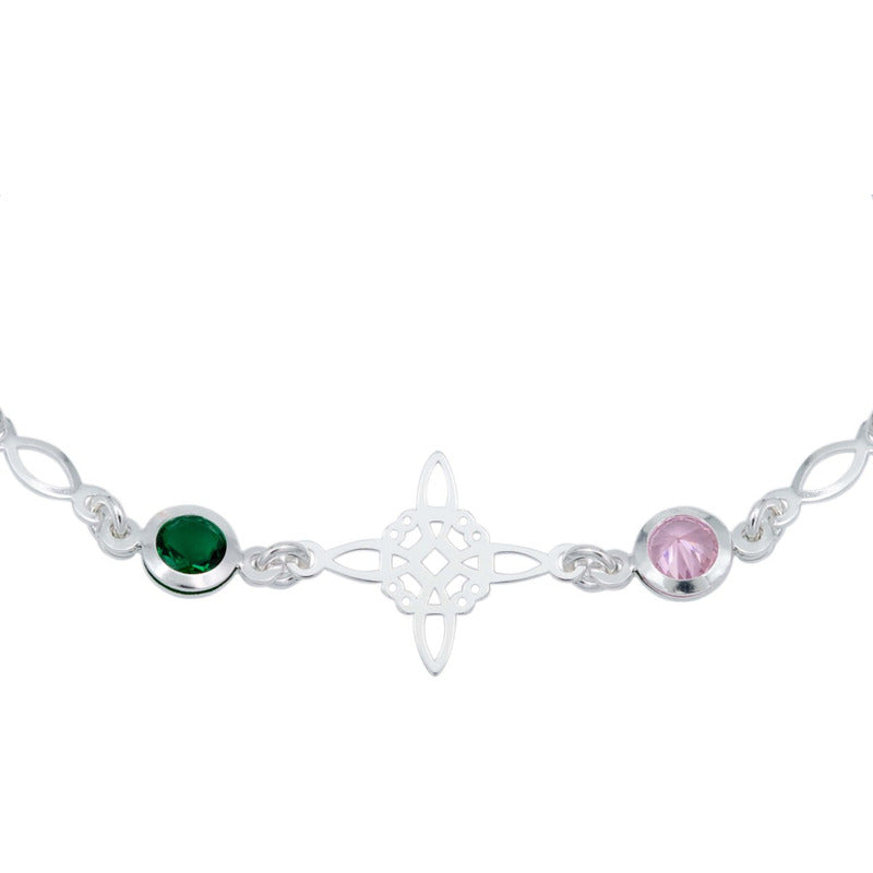 Pulsera Nudo De Bruja Celta Zirconias Mujer Regalo Plata 925