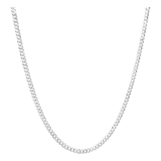 Cadena Cubana Cerrada Lisa Hombre Mujer Plata 925 50cm X 4mm Plateado