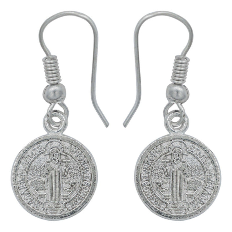 Aretes Doble Vista Gancho San Benito Aro Mujer Aleación