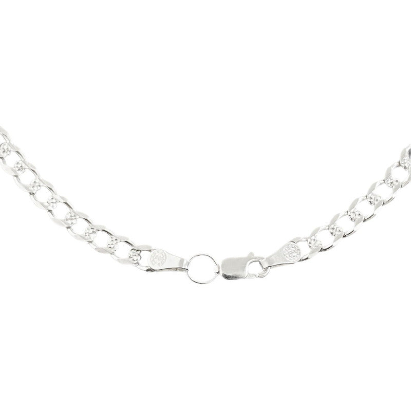 Cadena Cubana Diamantada Barbada Hombre Plata925 60cm X 5mm