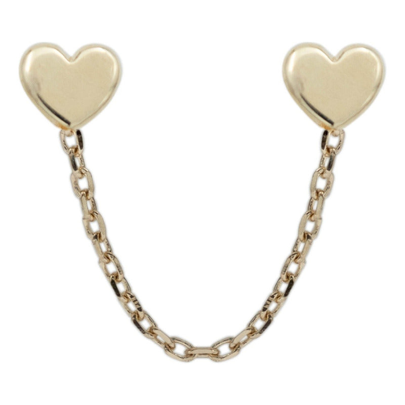 Arete Broquel Cadena Corazón Con Corazón Mujer Regalo Oro10k