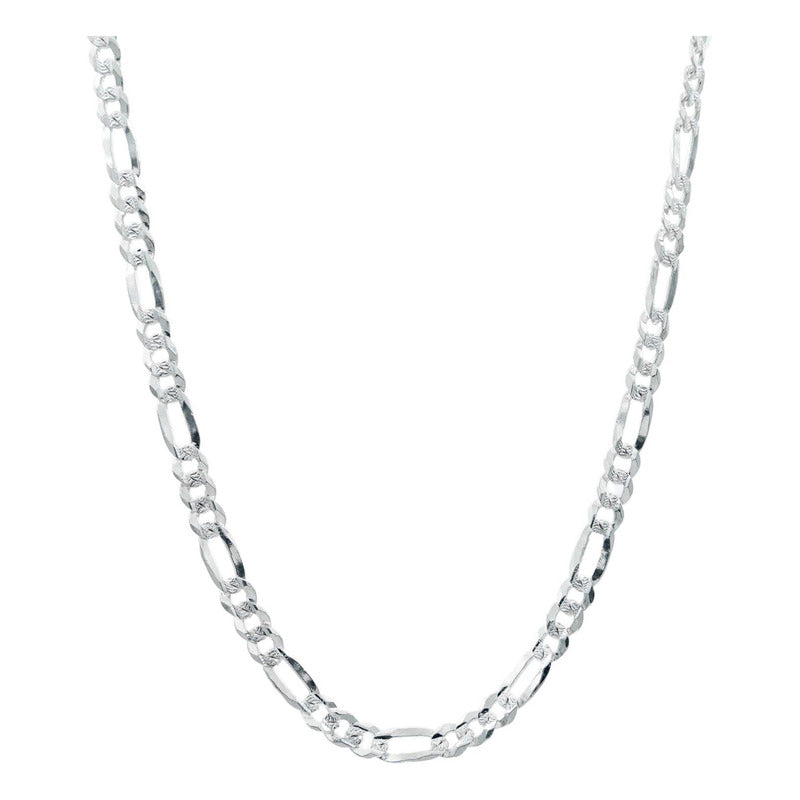 Cadena Diamantada Artesanal Figaro 3x1 Plata 925 75cm X 7mm