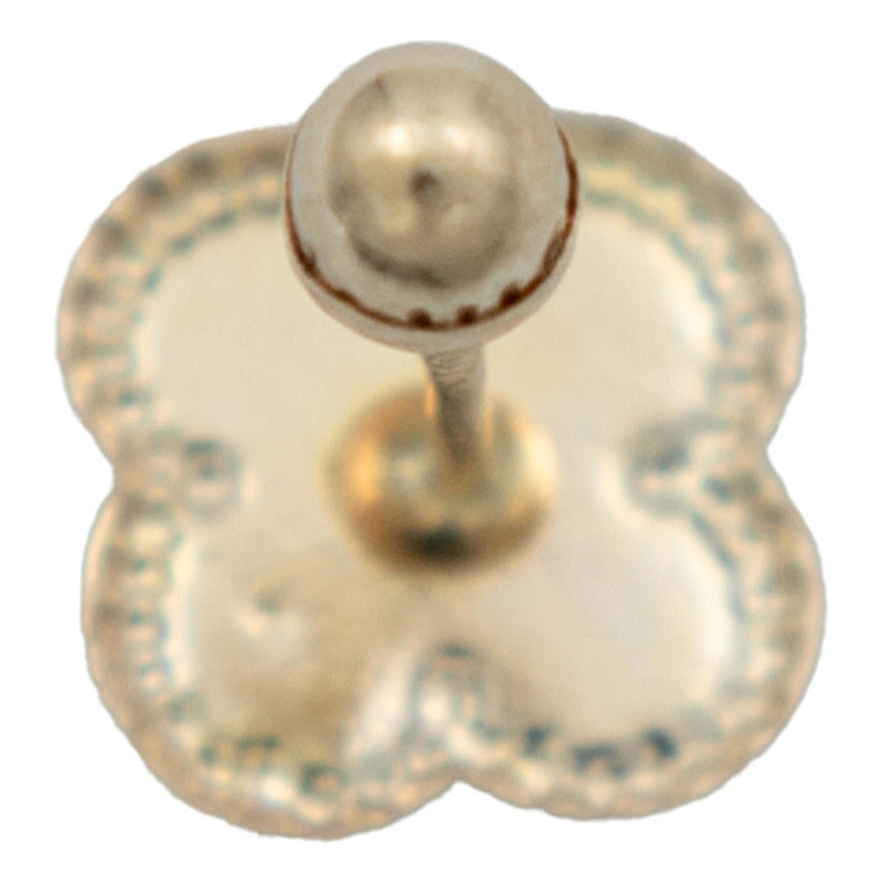 Arete Trebol Esmaltado Con Resina Flor Corridos Oro 10k 7 Mm