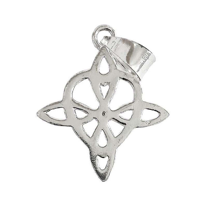 Dije Grande Nudo De Bruja Celta Corazon Liso Plata Ley 925