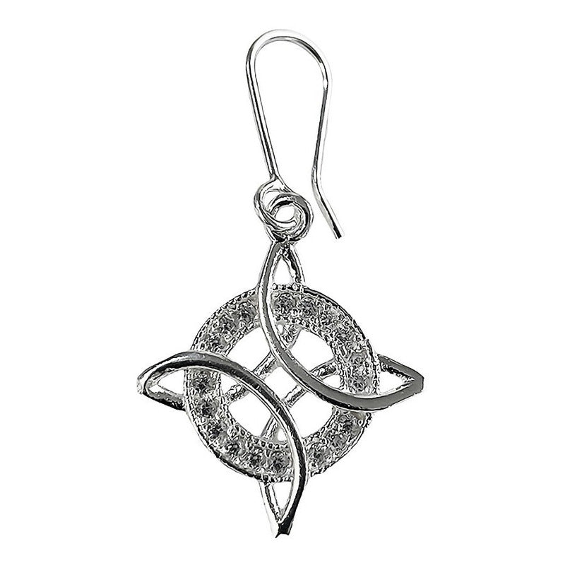 Aretes Gancho Nudo De Bruja Mood 2 Zirconias Plata Ley S925