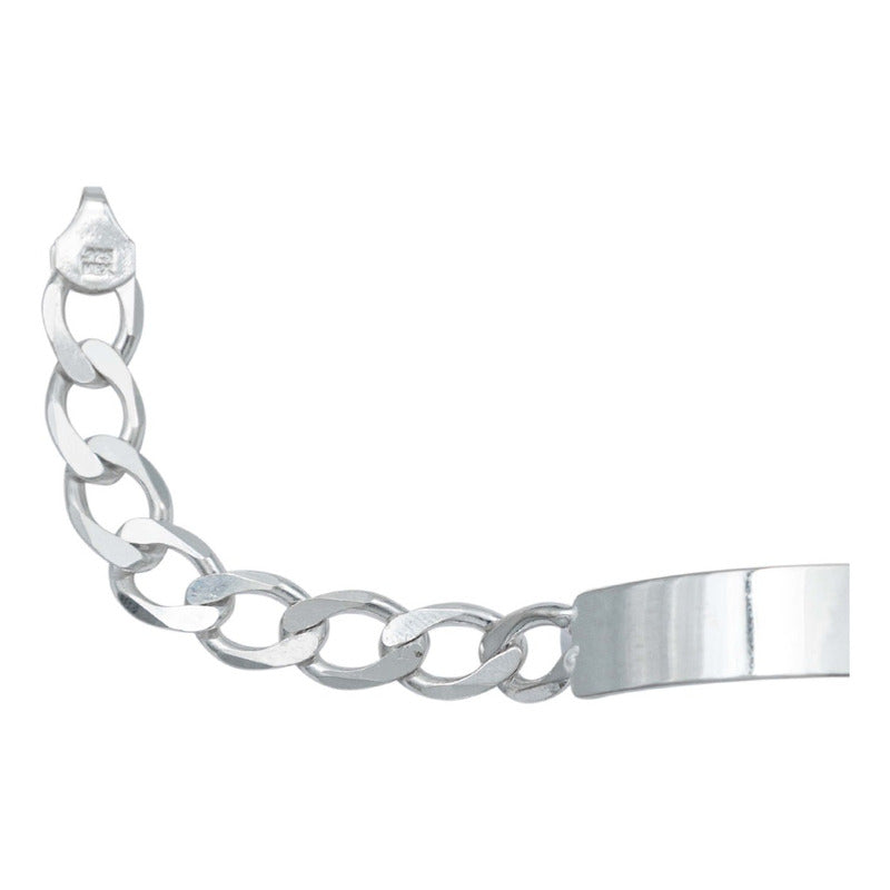 Pulsera Esclava Cubana Barbada Gruesa Hombre Plata 925 7 Mm