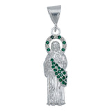 Dijes San Judas Tadeo Zirconias Hombre Mujer Plata 925 Verde