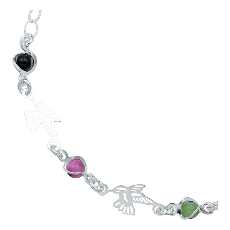 Pulsera Ajustable Colibri Ojo Turco Mujer Regalo Plata 925