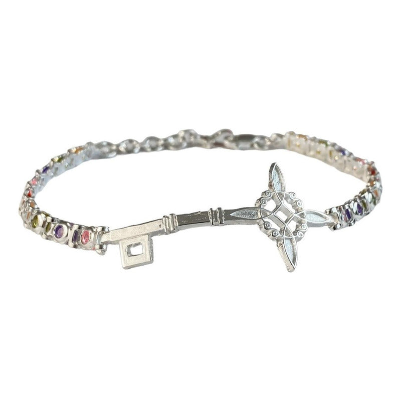 Pulsera Nudo De Bruja Con Zirconias De Colores En Plata S925