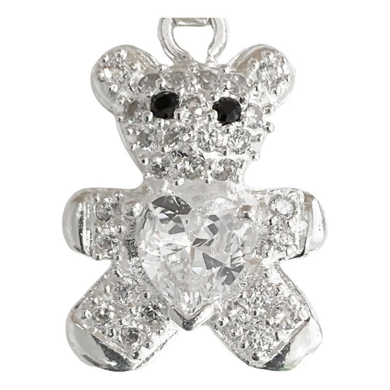 Dije Osito Corazón Amor Zirconias Regalo Plata Ley 925