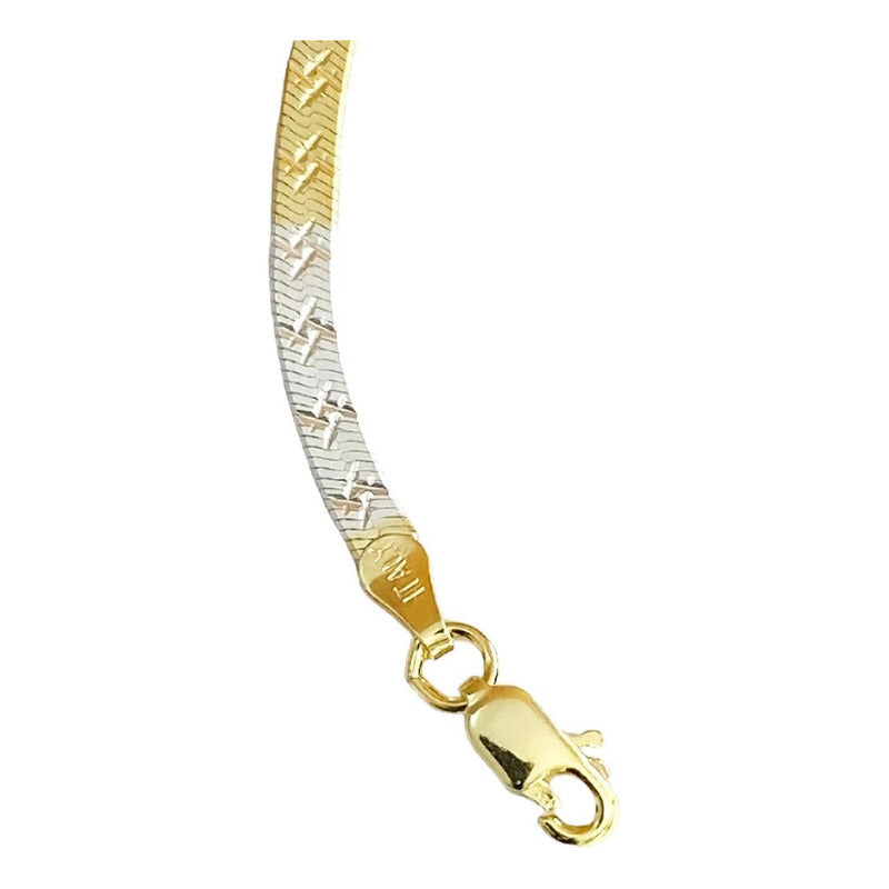 Cadena Y Brazalete Cola De Serpiente Tricolor Plata Ley 925
