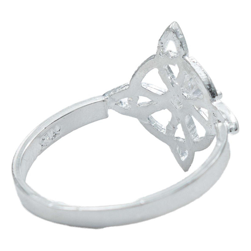 Anillo Nudo De Bruja Artesanal Zirconia Central Plata 925