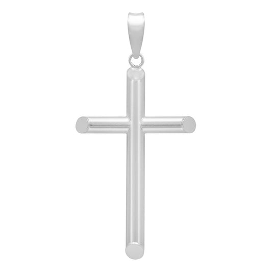 Dije Cruz Tubo Tubular Lisa Sencillo Hombre Plata 925 5 Cm Plateado
