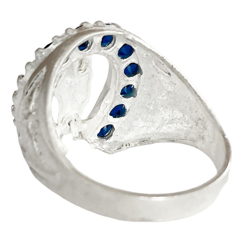 Anillo San Judas Tadeo Herradura Con Zirconias Plata Ley 925